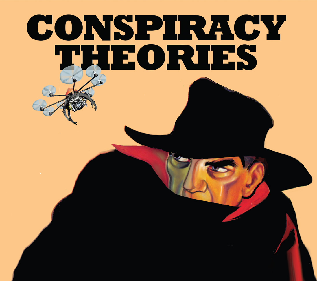Conspiracy Theories Booklet page one illustration by Pat Linse