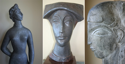Figure 5: Alomg Franc Epping's sculptures are strong women with muscular features in empowering poses.