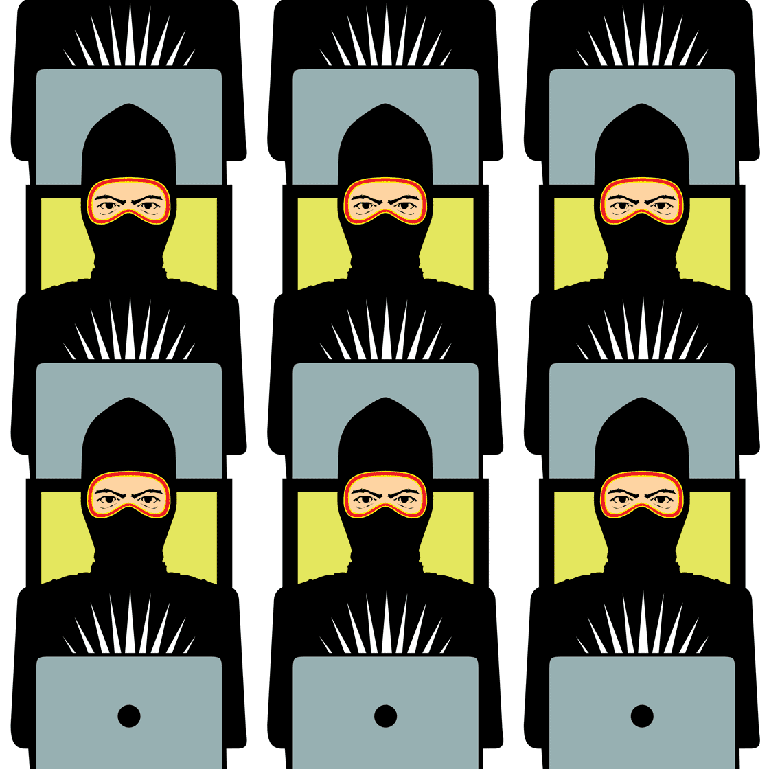Fake new ninjas (illustration copyright 2019 by Pat Linse, Art Director of Skeptic Magazine. Illustration appears in Skeptic Magazine 24.1 in 2019)