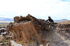Tilted volcanic layers, Miocene (ca. 12 m.y. old) above Calico (photo by David Patton)