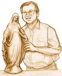 Drawing of bleeding statue